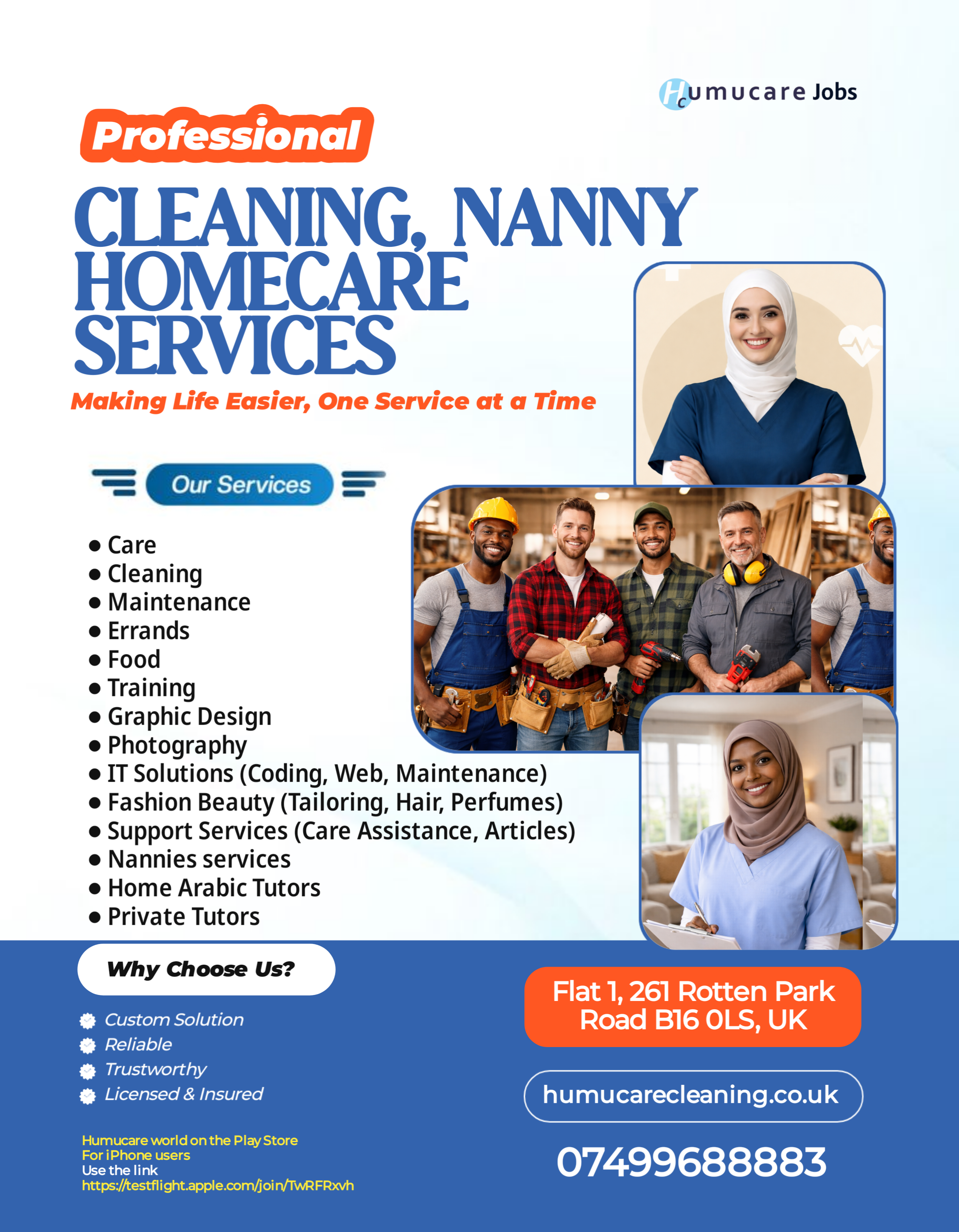 WE NEED CLEANERS,NANNIES,CARERS ,BUSINESS SUPPORT AND MENTAINANCE ENGINEERS TO JOIN OUR TEAMJOIN OUR TEAM